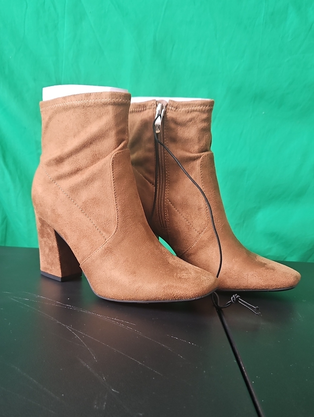 Liz Claiborne Brown Suede Ankle Booties with Block Heel